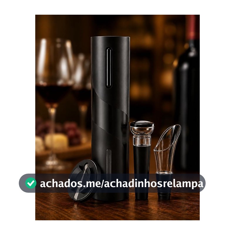 Kit Abridor Elétrico de Vinho a Pilha com Acessórios, Saca Rolhas Automático para Garrafas, Cortador de Lacre, Dosador e Tampa Conservadora para Bar, Cozinha, Jantar e Presente