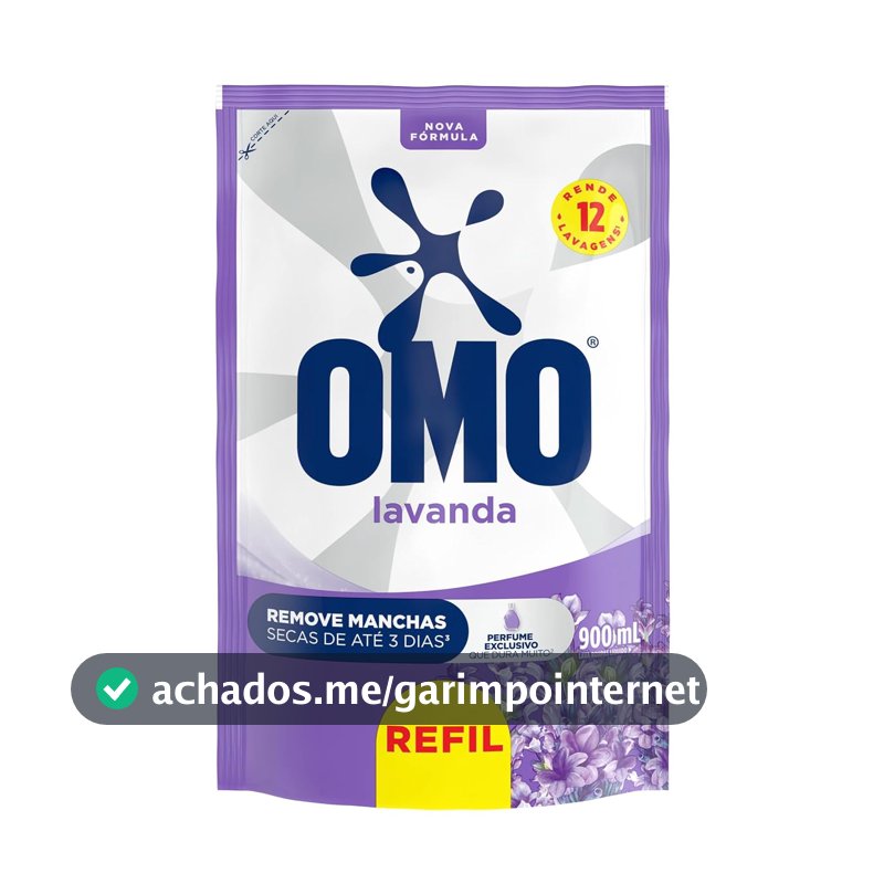 Sabão Líquido Refil OMO, Lavanda, 900ml