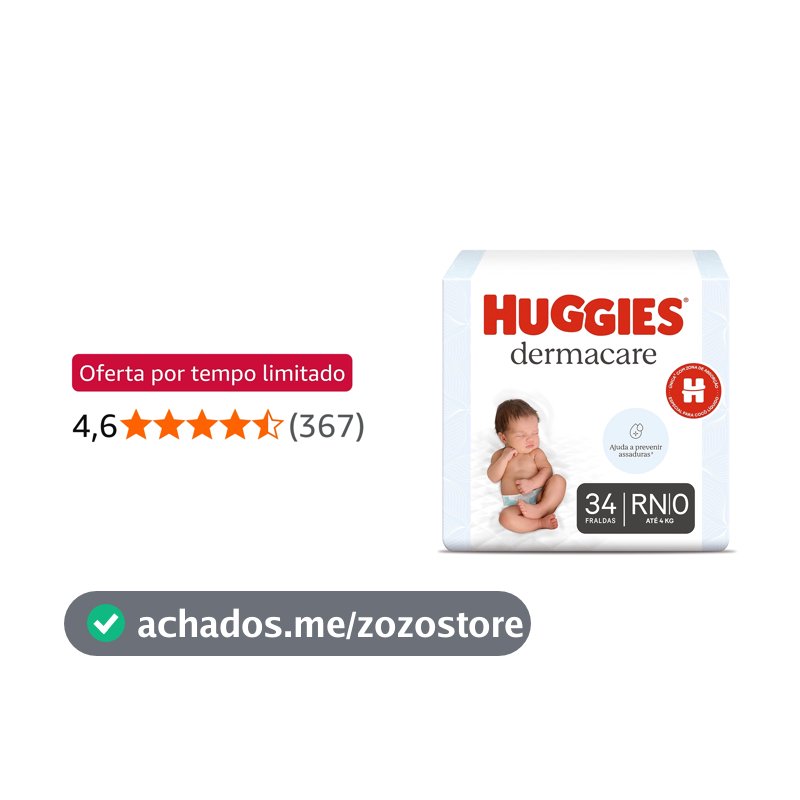 Fralda Huggies Premium Dermacare RN - 34 Un