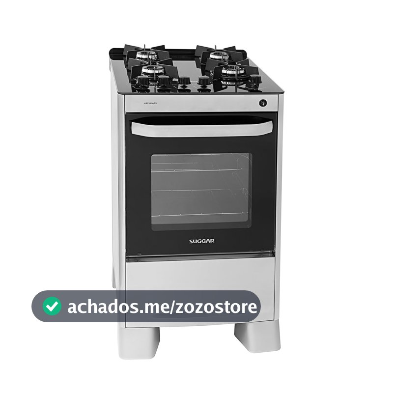 Fogão de Piso Suggar 4 Bocas Mesa de Vidro Neo Glass Prata– Bivolt