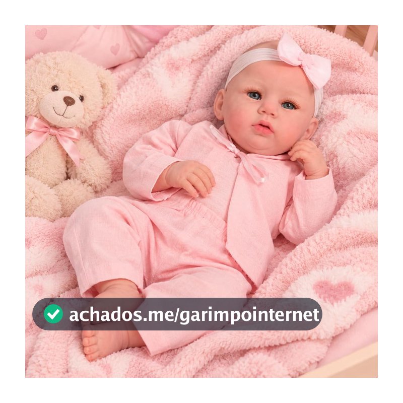 Bebê Reborn Boneca Abigail 46cm Silicone Realista Pijama Rosa