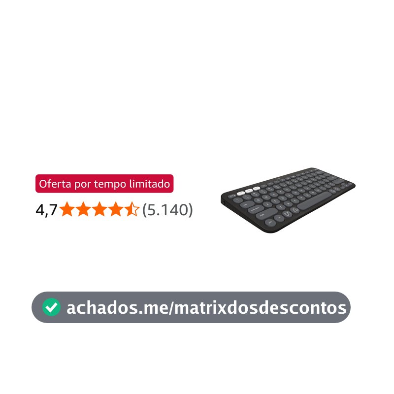 Teclado sem fio Logitech Pebble Keys 2 K380s com Conexão Bluetooth Easy-Switch e Pilha Inclusa - Compatível com PC, Mac, Chrome OS, Android, iOS e Apple TV, Layout US - Grafite