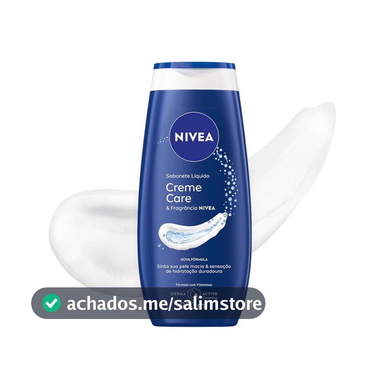 NIVEA Sabonete Líquido Creme Care 250ml, Limpeza Suave, Banho, Hidrata e Protege, Uso Diário, Todas as Peles