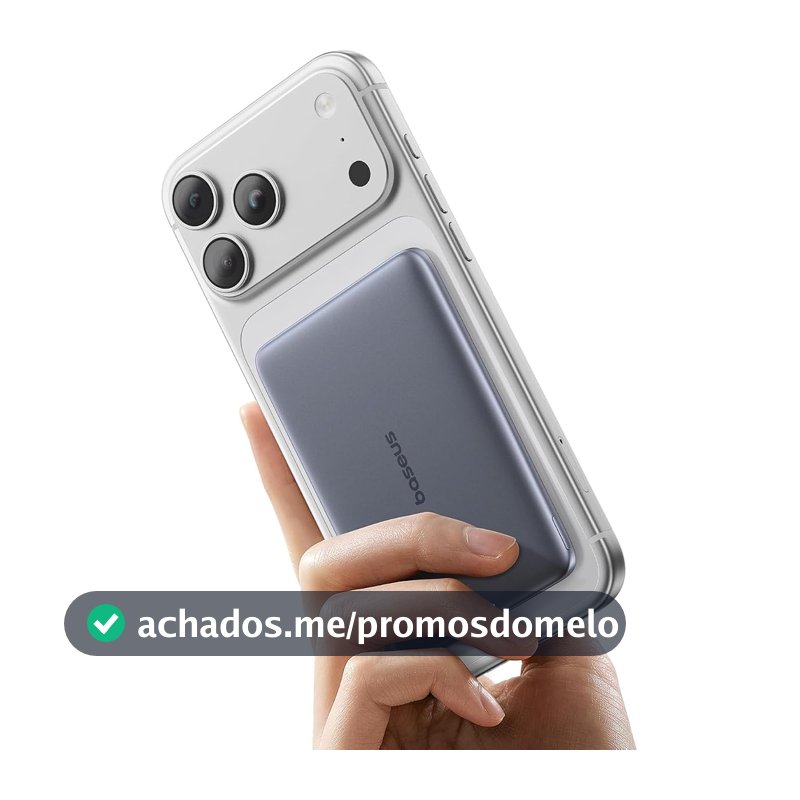 Carregador portátil Baseus Picogo Magsafe, Power Bank sem fio Ultra Slim 5000mAh, bateria magnética de carregamento rápido de 20W com USB-C para iPhone,Cinza Cósmico