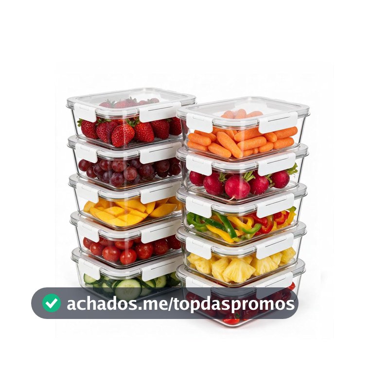 Oikos - Kit 10 Potes de Marmita 370ml Vidro Herméticos com Trava
