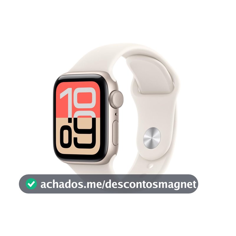 Apple Watch SE 3 GPS, Caixa em alumínio luz das estrelas de 40 mm com Bracelete desportiva luz das estrelas - P/M