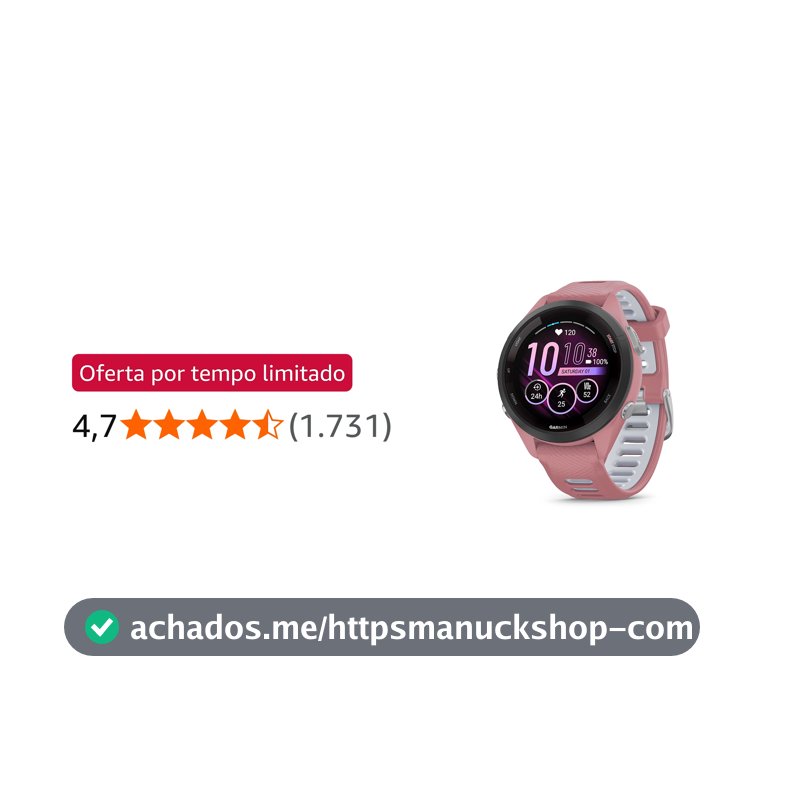 Garmin Relógio Forerunner 265s Music Rosa com Branco 42mm com Monitor Cardíaco de Pulso e GPS