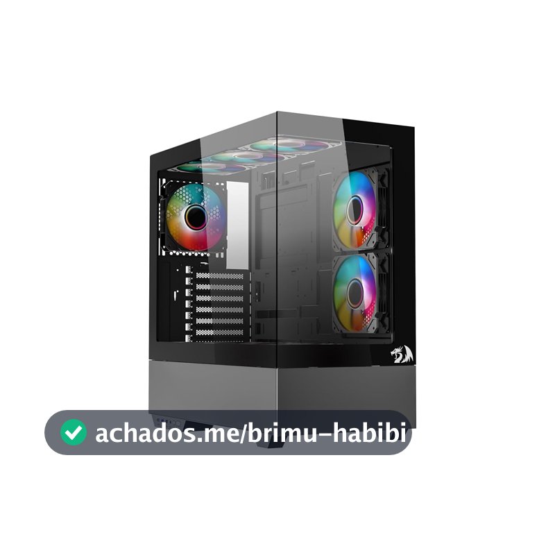 Gabinete Gamer Redragon Reflect Pro Mid Tower Sem Fans Preto CA-607B