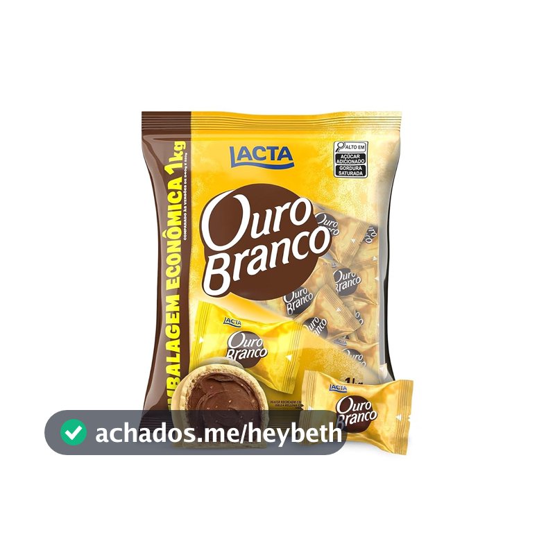 Lacta Ouro Branco - Wafer Recheado Sabor Chocolate Branco Pacote 1kg