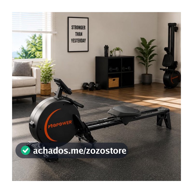 Remo Magnético Indoor Doméstico 8 Níveis – Trilho de Alumínio 1 m, Movimento Silencioso, Suporte para Tablet, Capacidade de até 150 kg