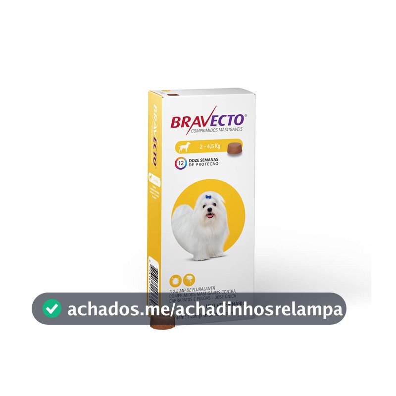 Antipulgas Mastigável para Cães Bravecto, 112,5mg, 1 Comprimido