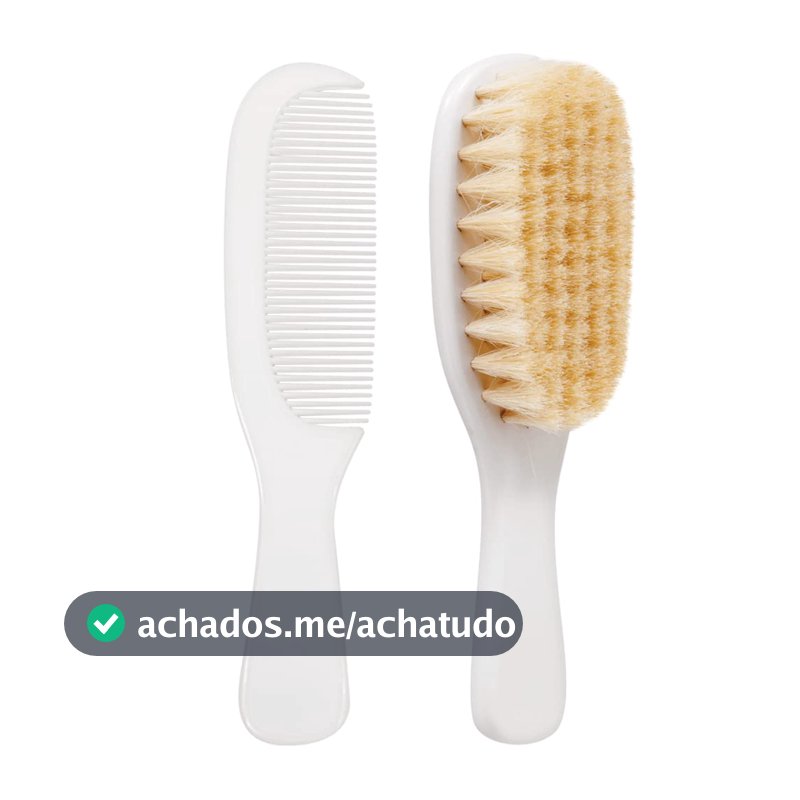 Buba Escova E Pente Baby Cerdas Naturais Branco