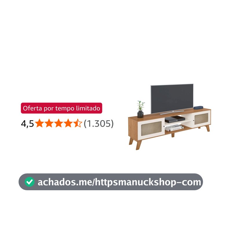 Artely Rack Charlotte para Tv até 75" com 2 Portas, Cinamomo/Off White