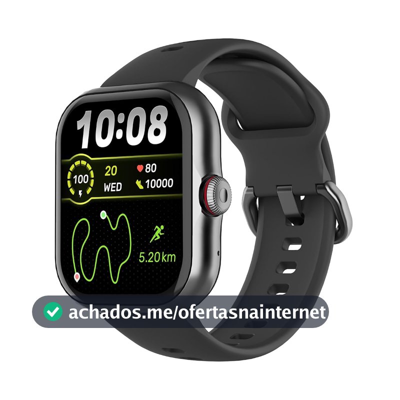 SmartWatch GPS, Relogio Smartwatch Feminino e Masculino, 1,85 polegadas HD, chamada Bluetooth, Esportivos relógio com voz por IA, Compatível com Android iOS, 2 Pulseiras (preto)