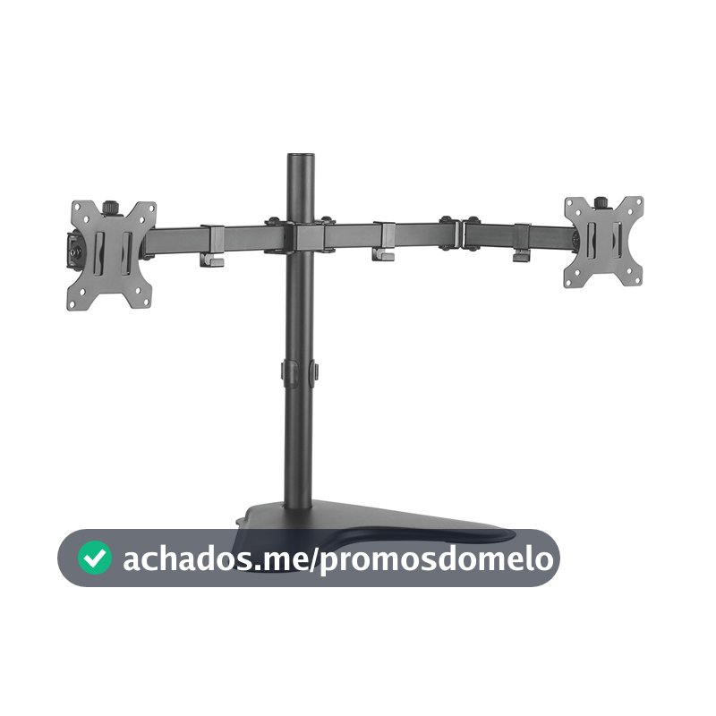 ELG, T1224N, Suporte Ergonômico Articulado de Mesa para 2 Monitores de 17'' a 32'' com Peso Máximo de 8kg em Cada Braço, Produto Ergonômico, Preto