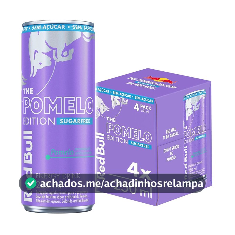 Red Bull Energético, Pomelo, Sem Açúcar, 250ml, 4 latas