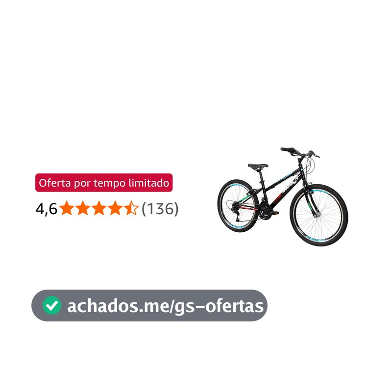 Bicicleta Caloi Max Aro 24, 21 Marchas, Grip Shift, Freio V-Brake, Aros de Alumínio Parede Dupla, Passeio e Lazer