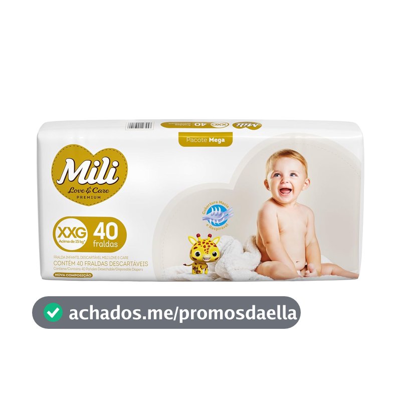 Mili Fralda Love&Care Mega Xxg - 40 Unidades