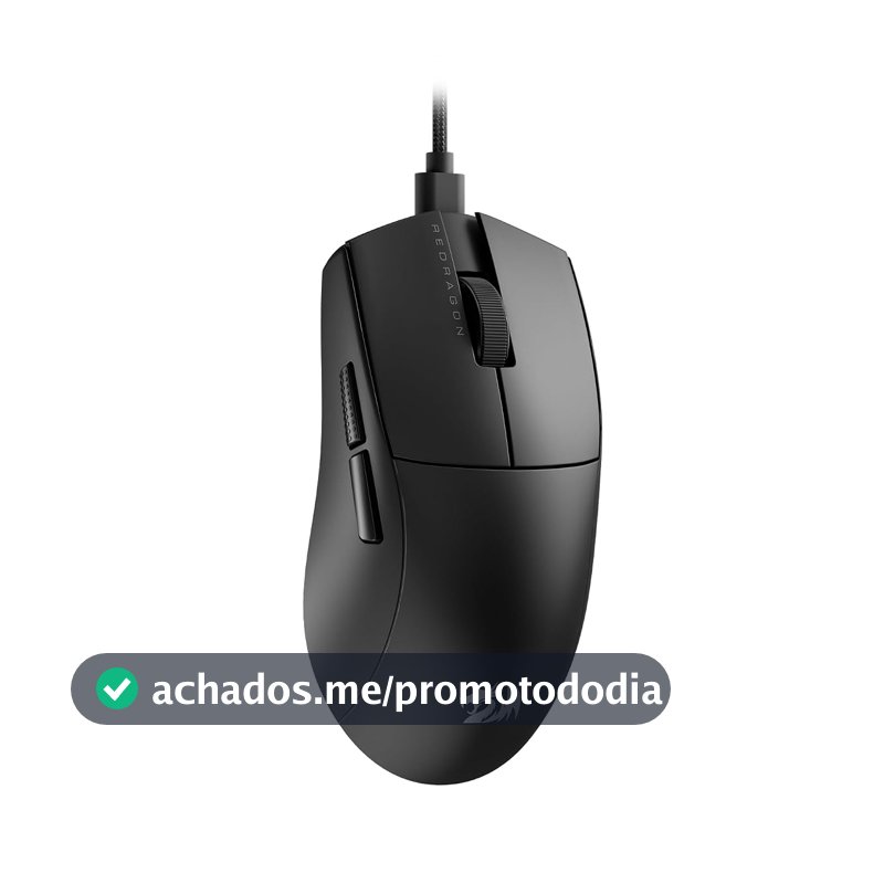 Mouse Gamer Redragon K1ng 1K Preto PAW3327 Cabo USB Tipo-C Removível 12400 DPI M724