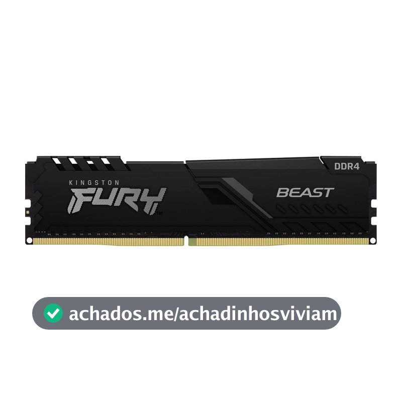MEMÓRIA KINGSTON FURY BEAST DIMM DDR4 8GB 3200 MHZ KF432C16BB/8 1,35V 1Rx 288 pinos Desktop Gamer