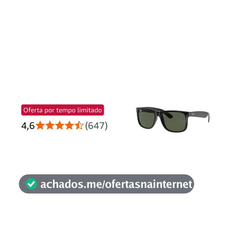 Óculos de Sol Ray-Ban Justin Unissex, Tamanho 57