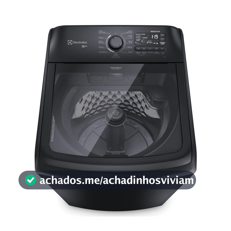 Máquina de Lavar Electrolux Expert, 18Kg, Preta, Tripla Filtragem, Jatos Poderosos, LEB18