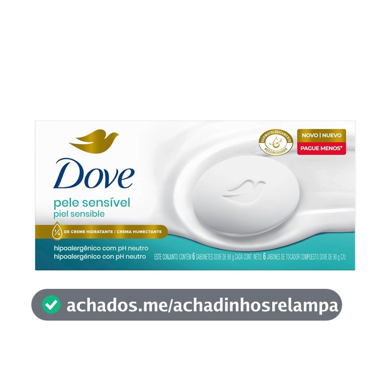 Dove Sabonete em Barra Pele Sensível 90g 6 Unidades