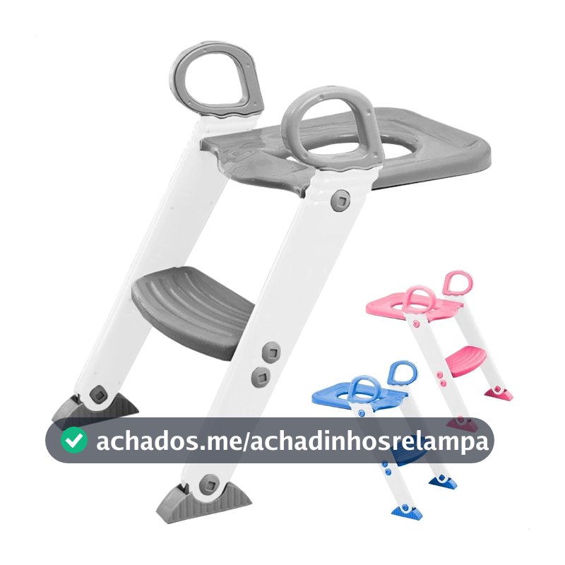 Assento Redutor Infantil Vaso Sanitário Privada Com Escada Trono Troninho (Cinza)