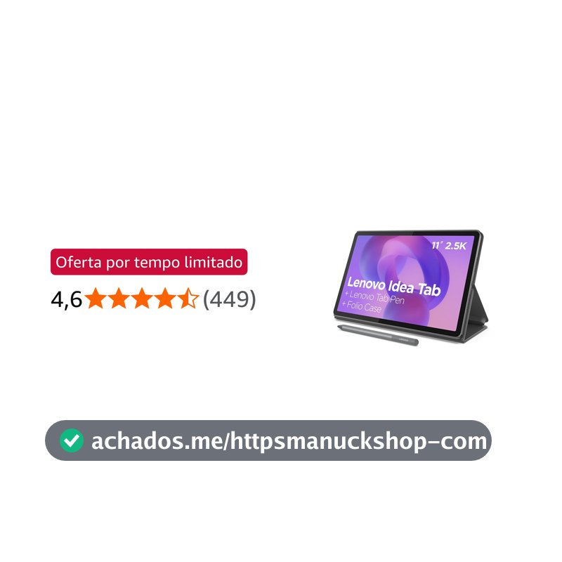 Tablet Lenovo Idea Tab 11" 90Hz - Octa-Core, 4GB RAM, 128GB, Wi-Fi 5, Android 15, Caneta e Capa