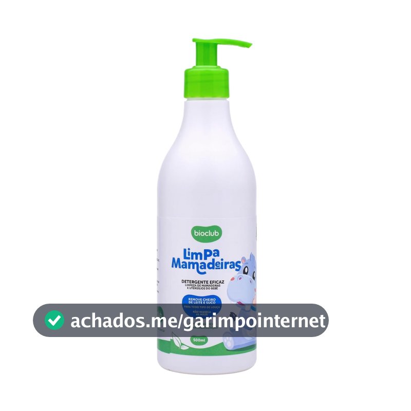 Detergente para Mamadeira Chupeta e Utensílios de Bebê - Sem Perfume, Hipoalergênico, Remove Gordura e Resíduos de Leite, Produto Natural e Vegano Infantil, 500ml