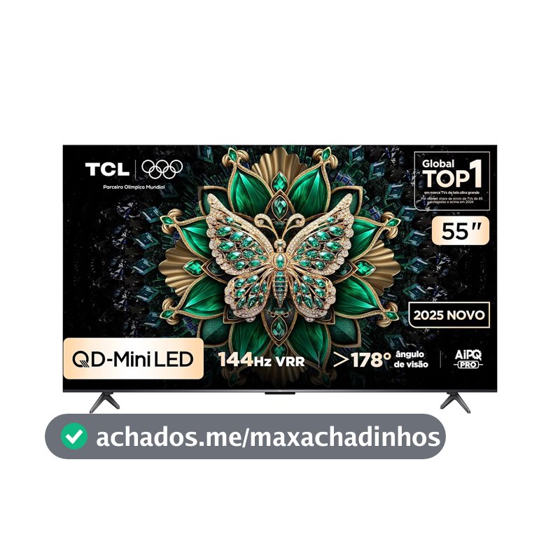 Smart TV TCL 55 Polegadas QD-Mini LED 4K C6K WiFi Bluetooth Google TV 4 HDMI 144Hz HDR10+ 55C6K