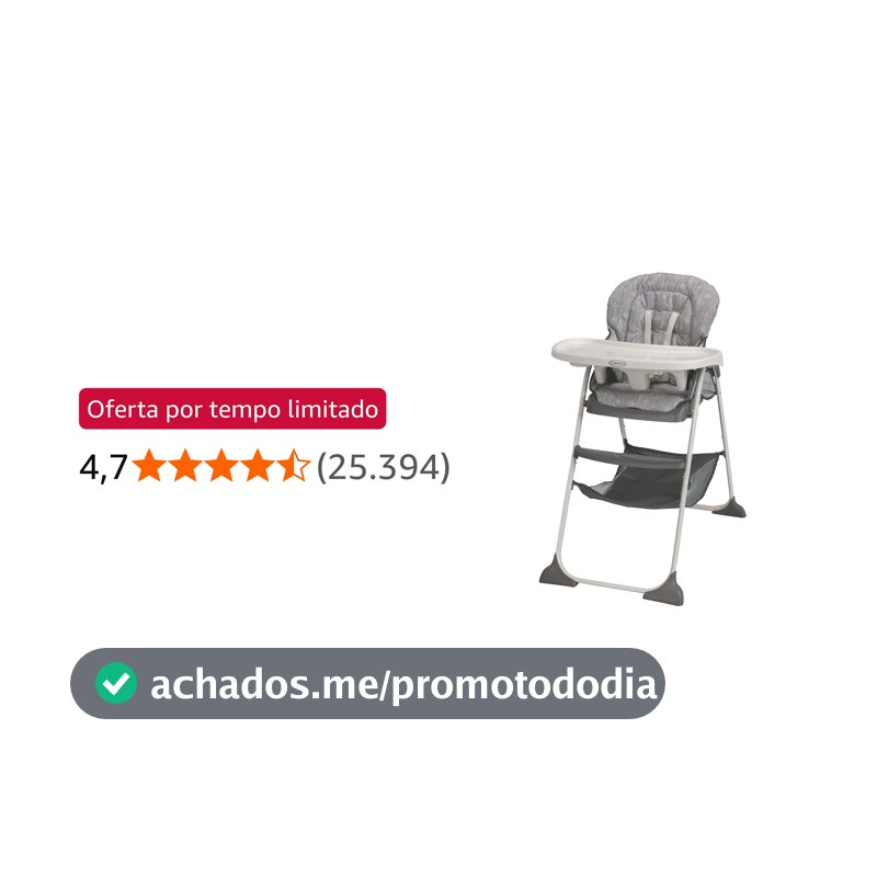 Graco Cadeira de Alimentação e Refeição Infantil Alta Dobrável e Reclinável Slim Snacker Cinza