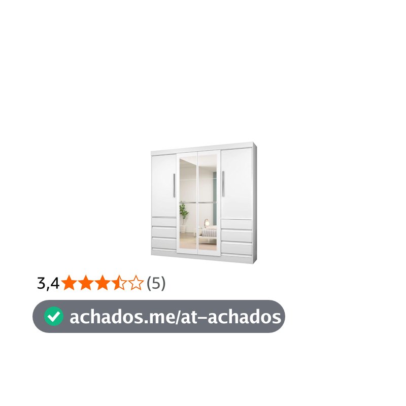 Guarda-roupa Casal com Espelho 4 Portas 6 Gavetas Araplac Atraente Sofia