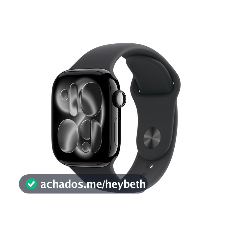 Apple Watch Series 11 GPS + Cellular, Caixa em alumínio preto brilhante de 42 mm com Bracelete desportiva preta - M/G
