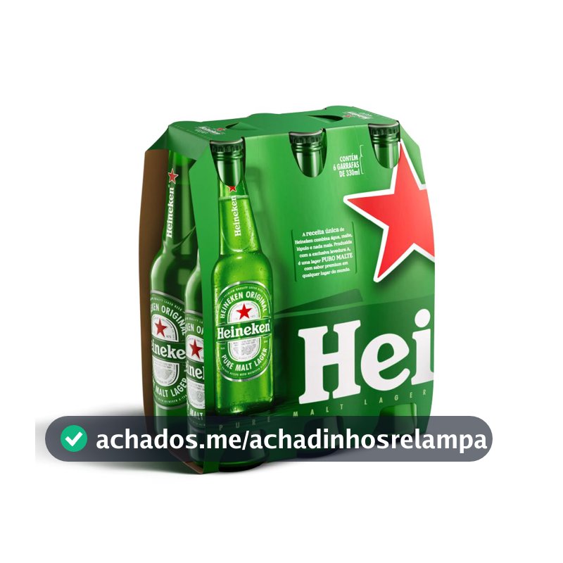 Cerveja Heineken Long Neck, Pack 6 unidades, 330Ml