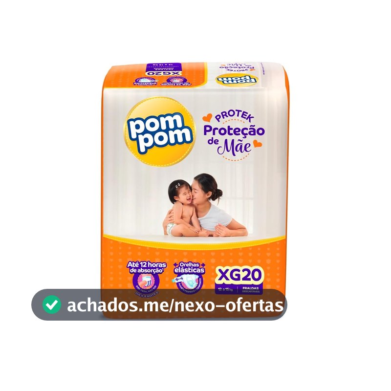 Fralda Pom Pom Protek Proteção de Mãe Jumbo XG 20 Unidades