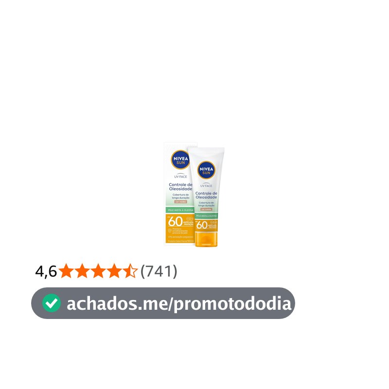 NIVEA SUN Protetor Solar Facial UV Face Controle de Oleosidade Cor Média FPS 60 50ml, Muito Alta Proteção UVA/UVB, Cobertura de Longa Duração, Efeito Matte, Cuidado Diário