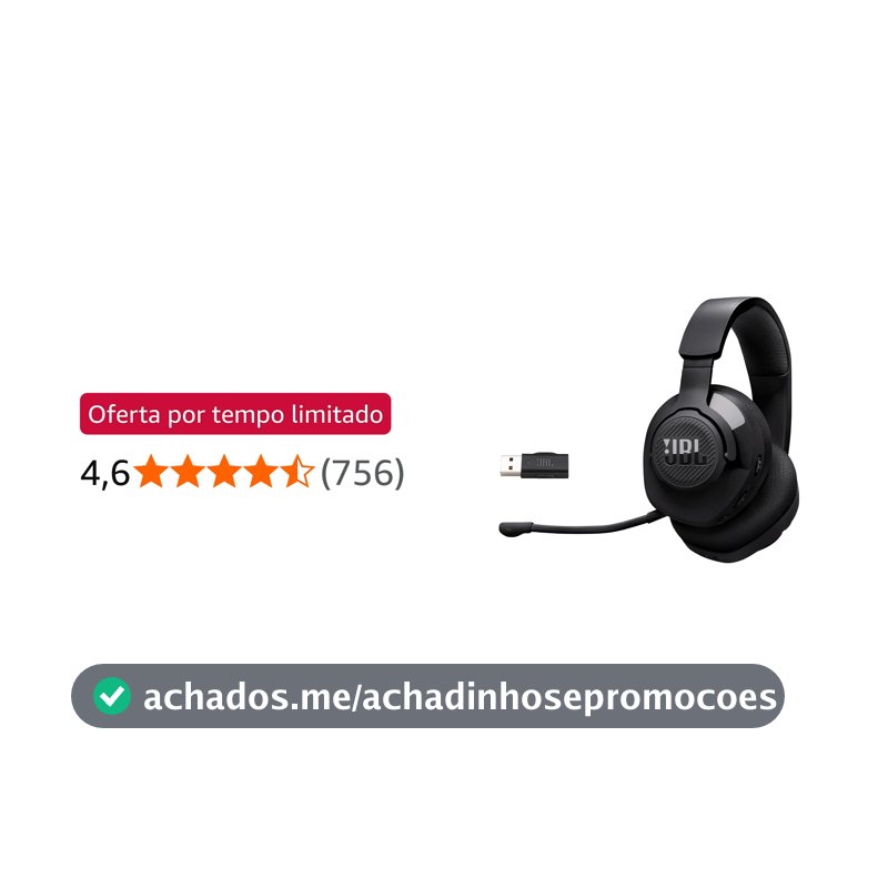 JBL, Fone de Ouvido Com Fio, Quantum 360 Wireless, Headset Gamer, Over Ear, Microfone Removível - Preto