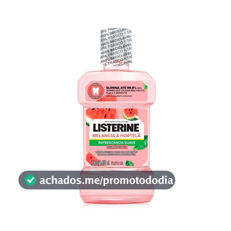 Enxaguante Bucal Listerine, Sem Álcool, Melancia e Hortelã, 250ml