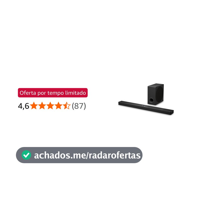 Soundbar LG Dolby Atmos, 570W RMS, 5.1.3 Canais, DTS:X, AI Room Calibration Pro, AI Sound Pro, Sem fios, WOW Orchestra, Conexões Múltiplas - S90TY