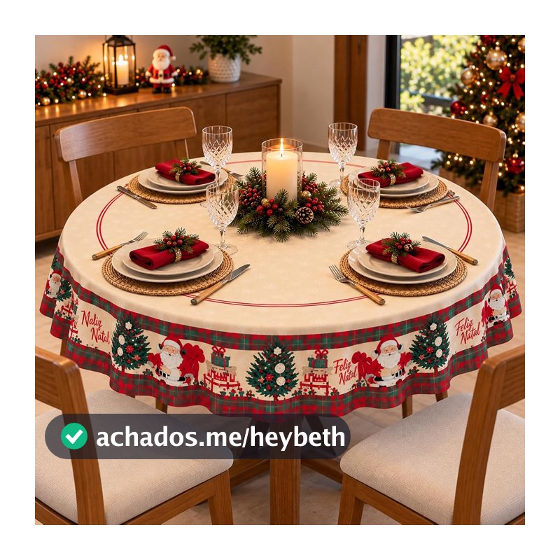 Toalha de Mesa Natal Linhão 140cm Redonda