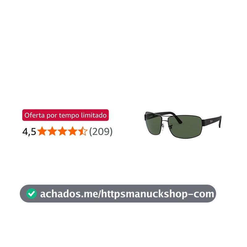 Óculos de Sol Ray-Ban Retangular Esportivo Unissex, Tamanho 64