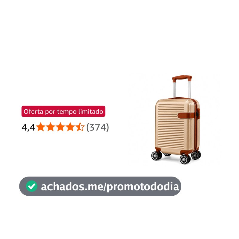 Mala de Bordo Premium 10kg ANAC com Rodas Duplas 360° e Cadeado TSA AntiFurto Rígida Leve Resistente Elegante para Viagens Curtas Avião e Bagagem de Mão Executiva (Champagne)