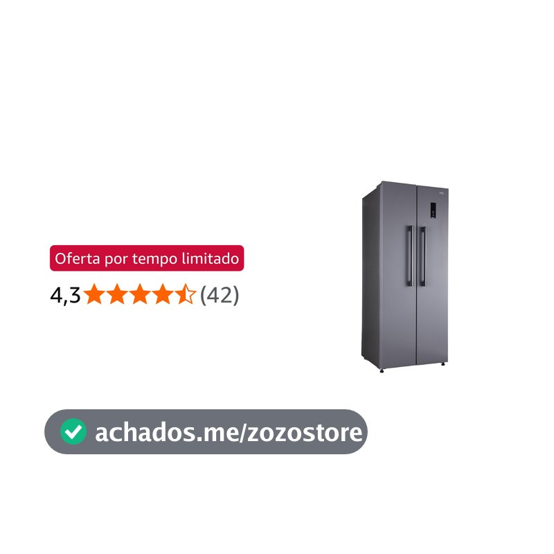 Geladeira Refrigerador HQ Frost Free Side By Side 460 Litros Cinza HQ-460SBSFF (220V)