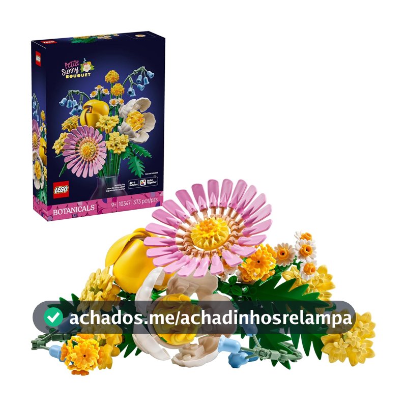 LEGO Botanicals Pequeno Buquê Ensolarado - Conjunto de Construção para Meninas e Meninos, Anos 9+ - Flores Artificiais Decorativas para Lar, Escritório - 10347