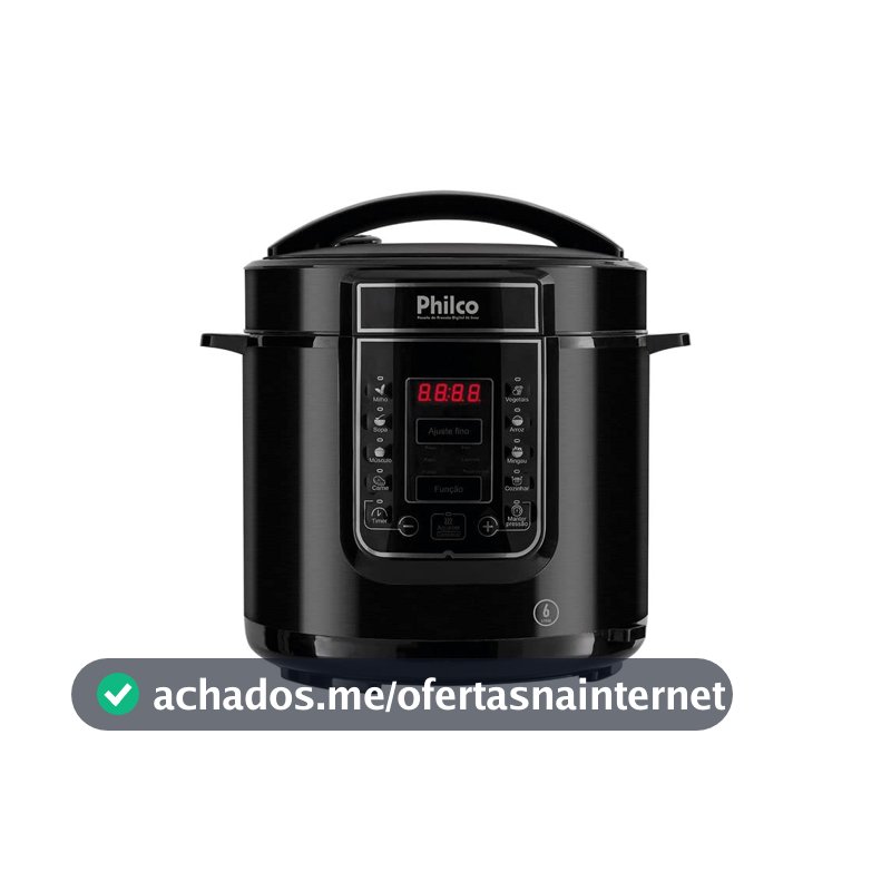 Philco Panela de Pressão, Digital Inox Ppp01p, 6L, Preto, 110v
