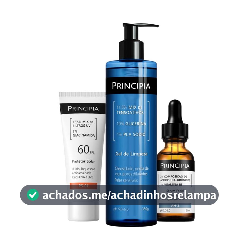 Principia Kit Primeira Rotina de Hidratação – GL‑02 + AH‑2 + PS‑01 FPS 60