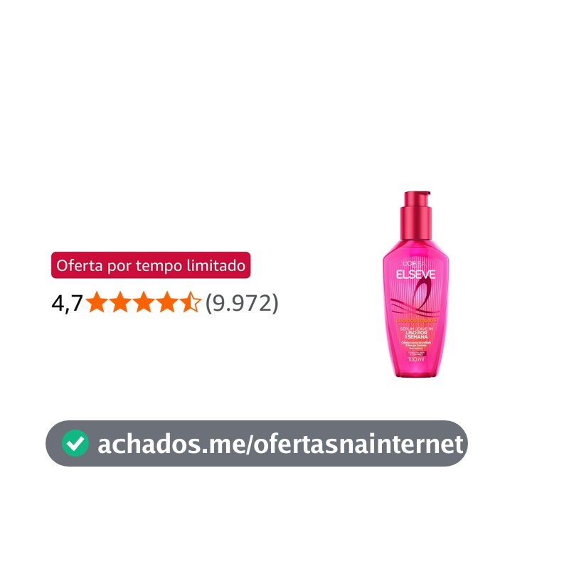 L'Oréal Paris Elseve Sérum Leave-in Liso dos Sonhos com Tecnologia Ativada por Calor, Antifrizz, Protetor Térmico e Barreira Contra Umidade, 100ml