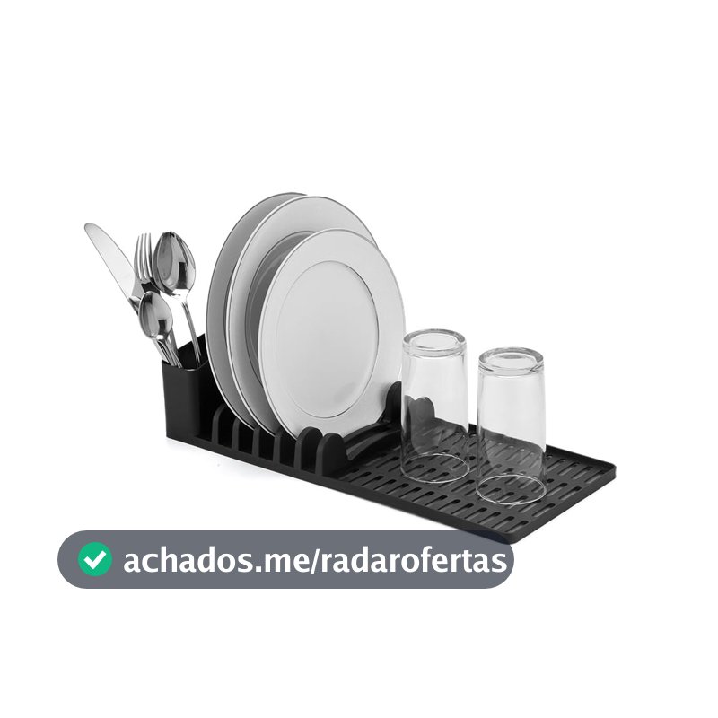 Escorredor de Louça DASPLAST Slim para 6 Pratos, Talheres e Copos, Compacto para Cozinha, Preto, Design Alongado