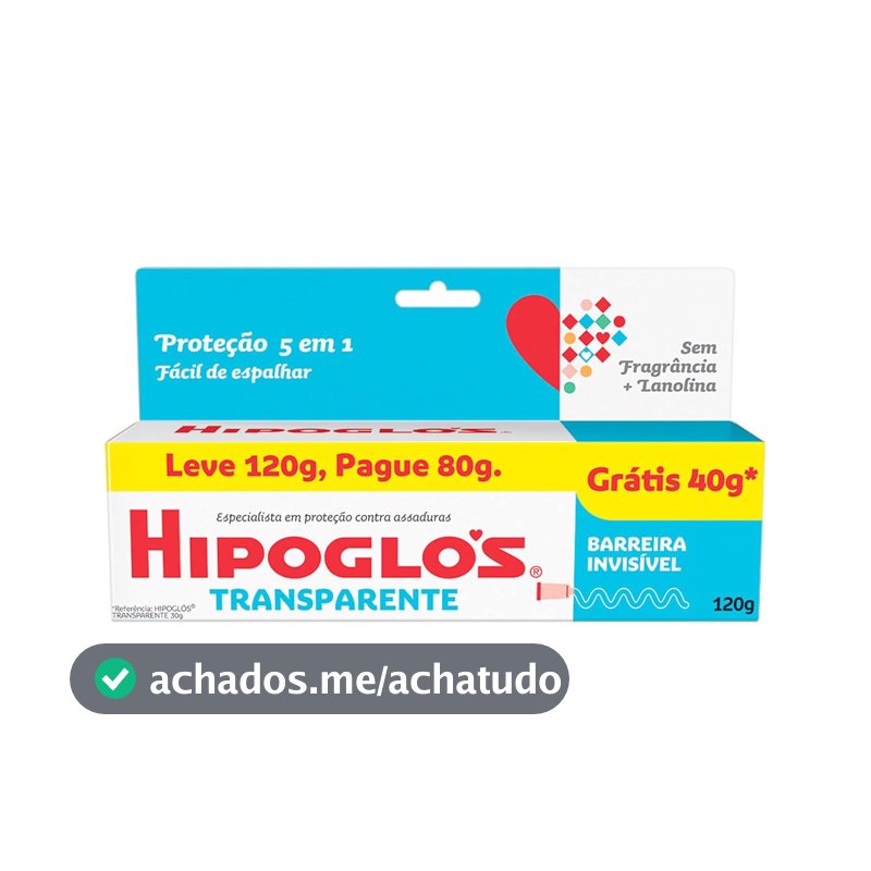 Creme Preventivo de Assaduras para Bebês Hipoglós, Transparente, 120g